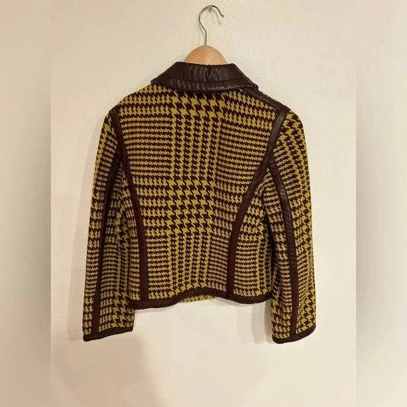 VTG PHILOSOPHY DI ALBERTA FERRETTI Wool houndstooth leather Skirt Jacket Set S - Picture 12 of 16